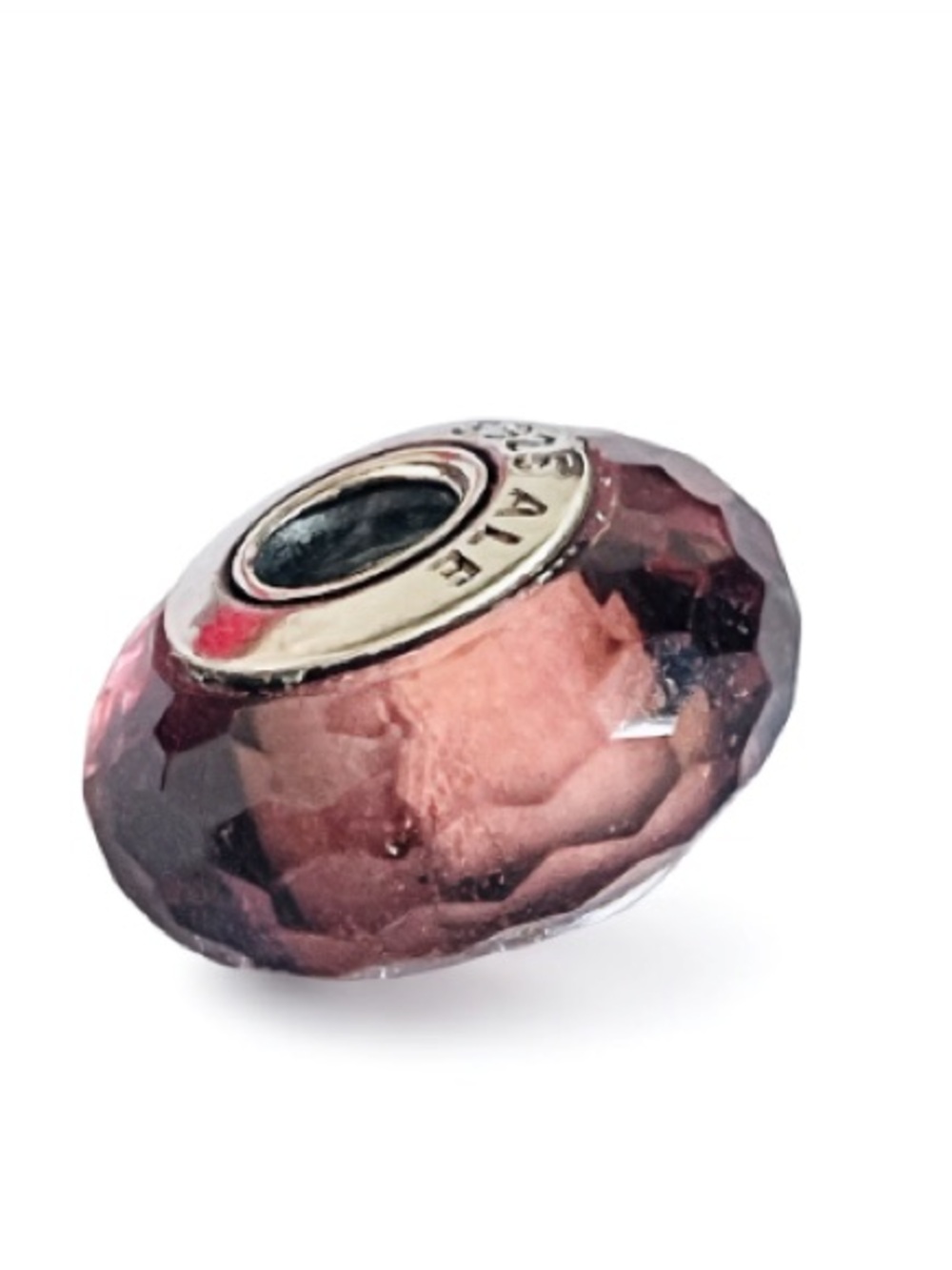 Purple-Pink Faceted Murano Glass Charm Bead